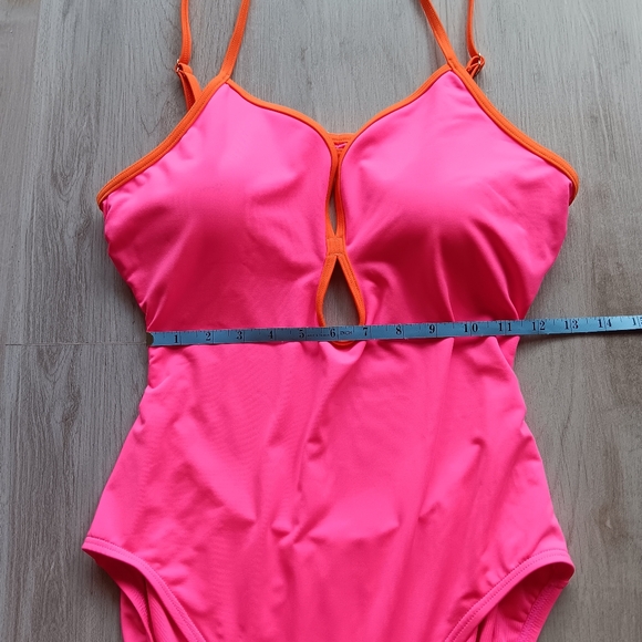 NEW Kate Spade One Piece Swimsuit Radiant Pink Orange Low Back Keyhole Size XL - Picture 7 of 10
